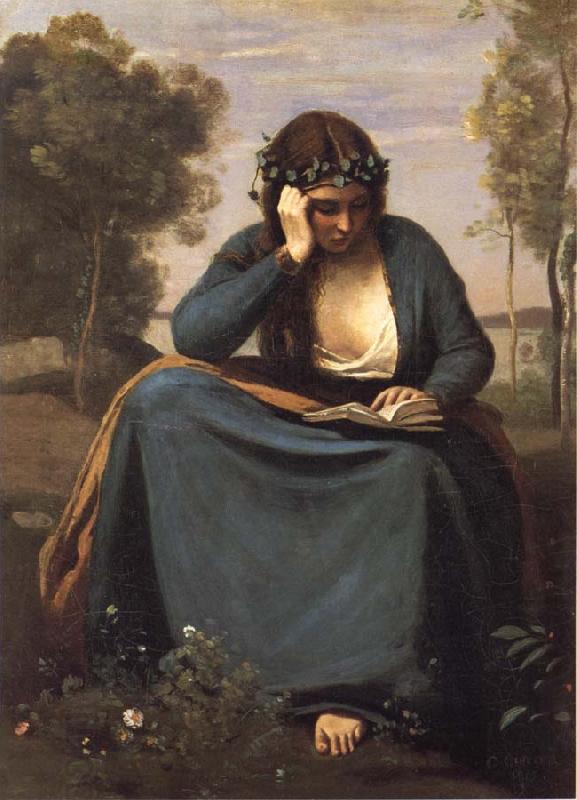 Corot Camille Reader crowned of flowers or The Muse of virgil China oil painting art